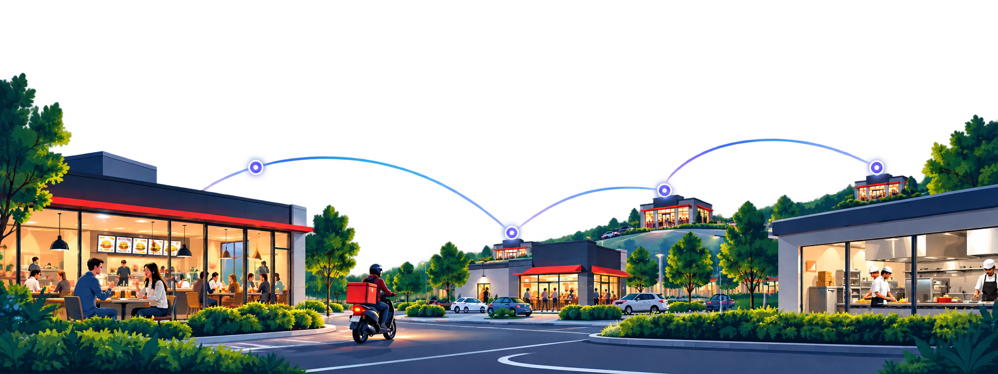 Connected QSR stores feeding live data into StoreShield's network intelligence